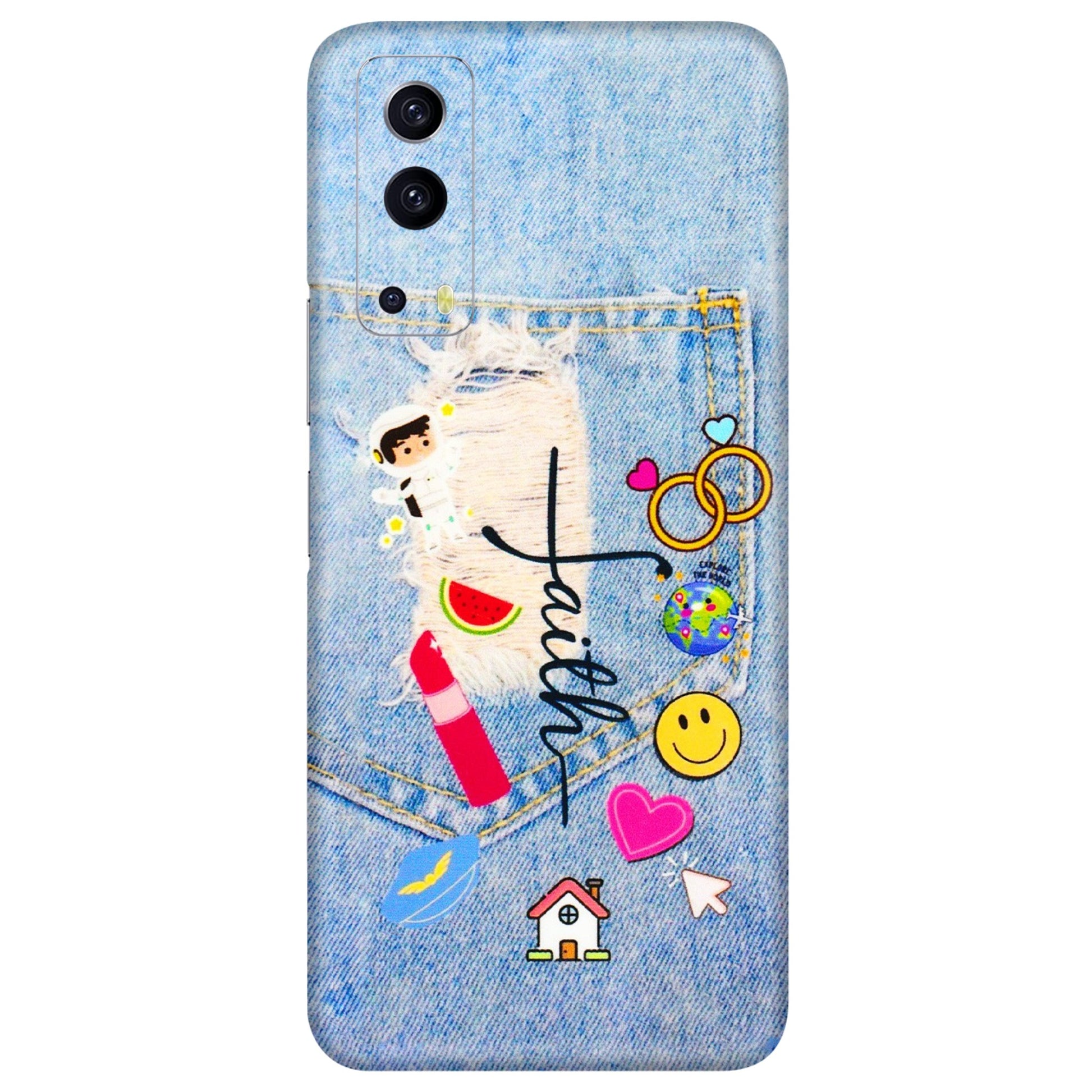 IQOO Phone Skins (All Models) - Denim Jeans Pocket - 3D Embossed Finish (L-134) IQOO Z3 5G