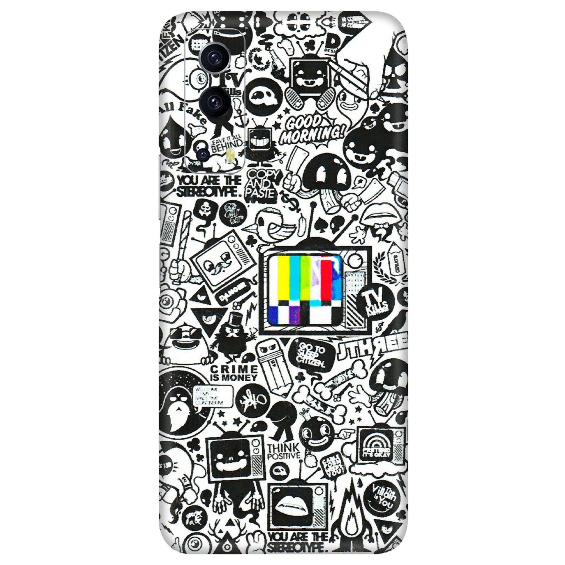IQOO Phone Skins (All Models) - Doodles Positive Art - 3D Embossed Finish (L-263) IQOO Z3 5G