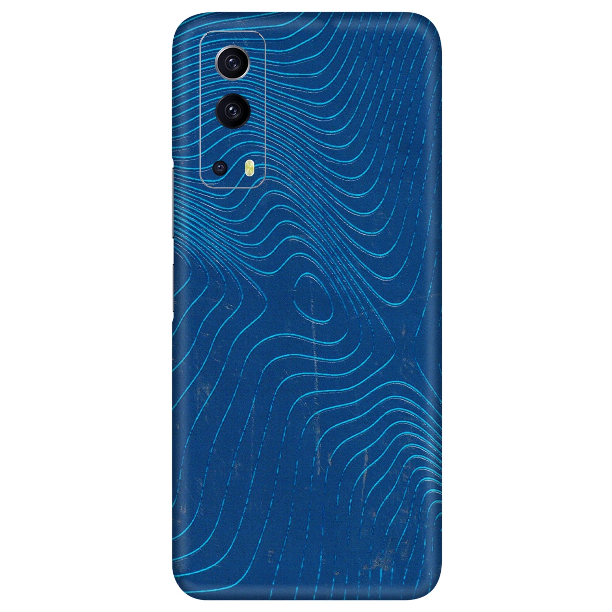 IQOO Phone Skins (All Models) - Abstract Blue Line Map - 3D Embossed Finish (L-272) IQOO Z3 5G