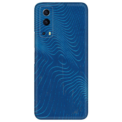 IQOO Phone Skins (All Models) - Abstract Blue Line Map - 3D Embossed Finish (L-272) IQOO Z3 5G