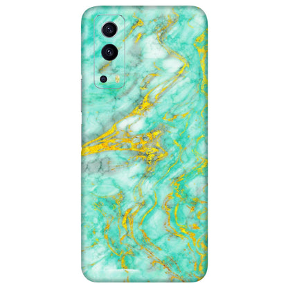 IQOO Phone Skins (All Models) - Green And Gold Marble Feel - Matte Finish (M-16) IQOO Z3 5G