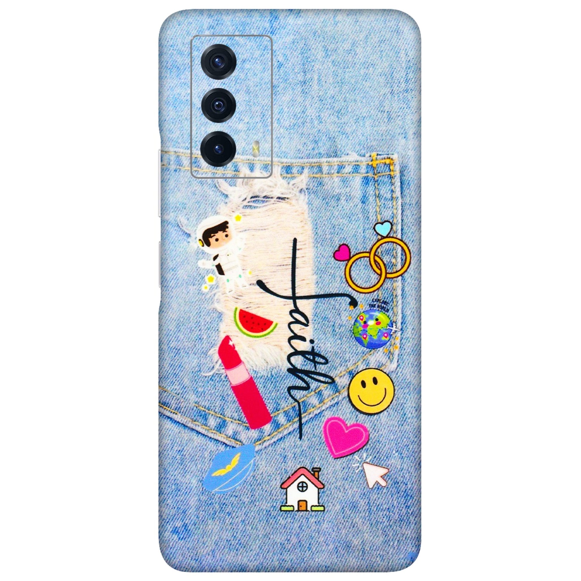 IQOO Phone Skins (All Models) - Denim Jeans Pocket - 3D Embossed Finish (L-134) IQOO Z5