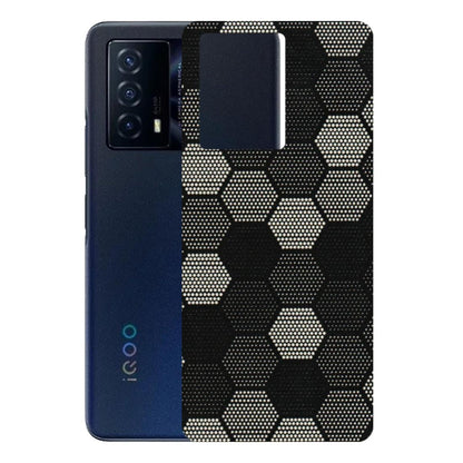 IQOO Phone Skins (All Models) - Black & White Dotted Honeycomb Texture - 3D Embossed Finish (L-202) IQOO Z5
