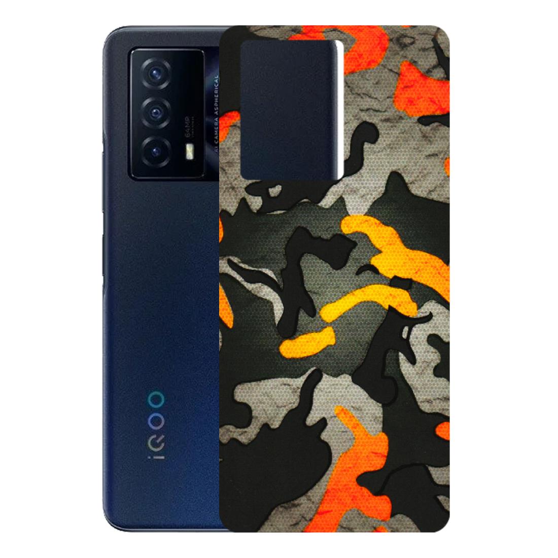 IQOO Phone Skins (All Models) - Orange Camouflage - 3D Embossed Finish (L-204) IQOO Z5