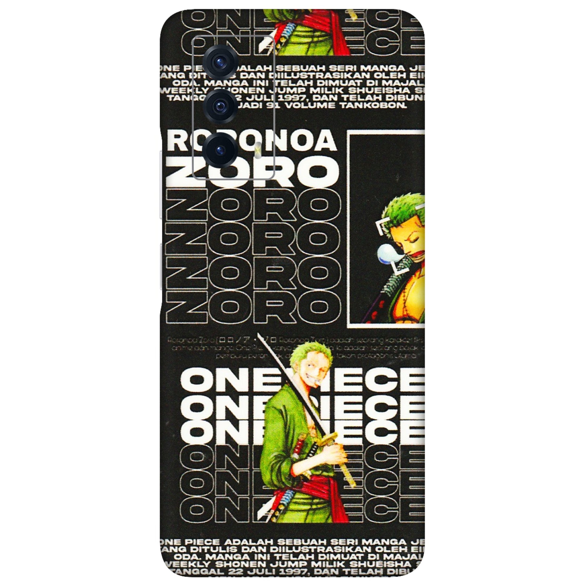 IQOO Phone Skins (All Models) - One Piece Zoro - 3D Embossed Finish (L-250) IQOO Z5