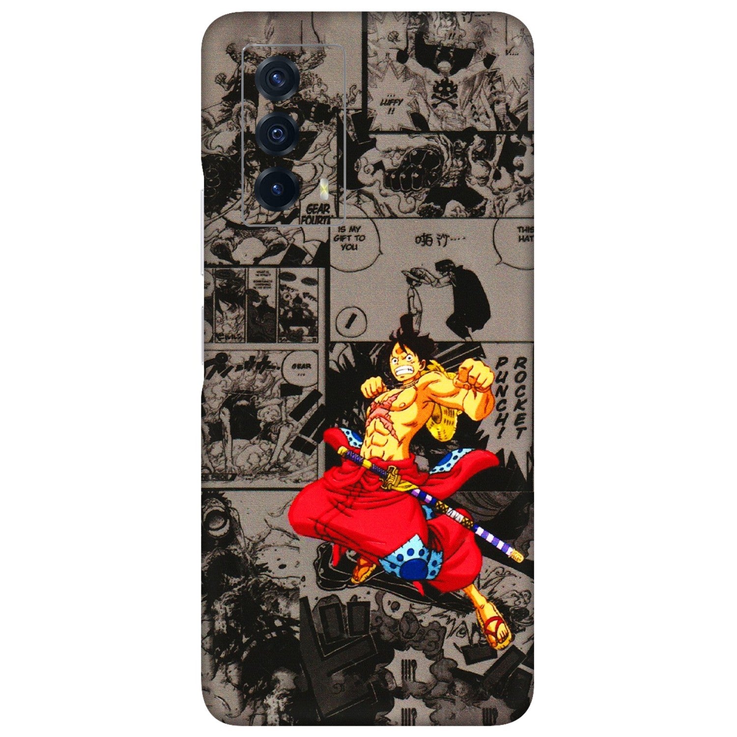 IQOO Phone Skins (All Models) - One Piece Rocket Punch Manga - 3D Embossed Finish (L-25) IQOO Z5