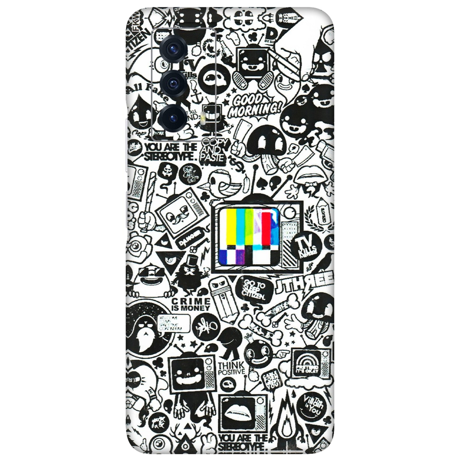 IQOO Phone Skins (All Models) - Doodles Positive Art - 3D Embossed Finish (L-263) IQOO Z5