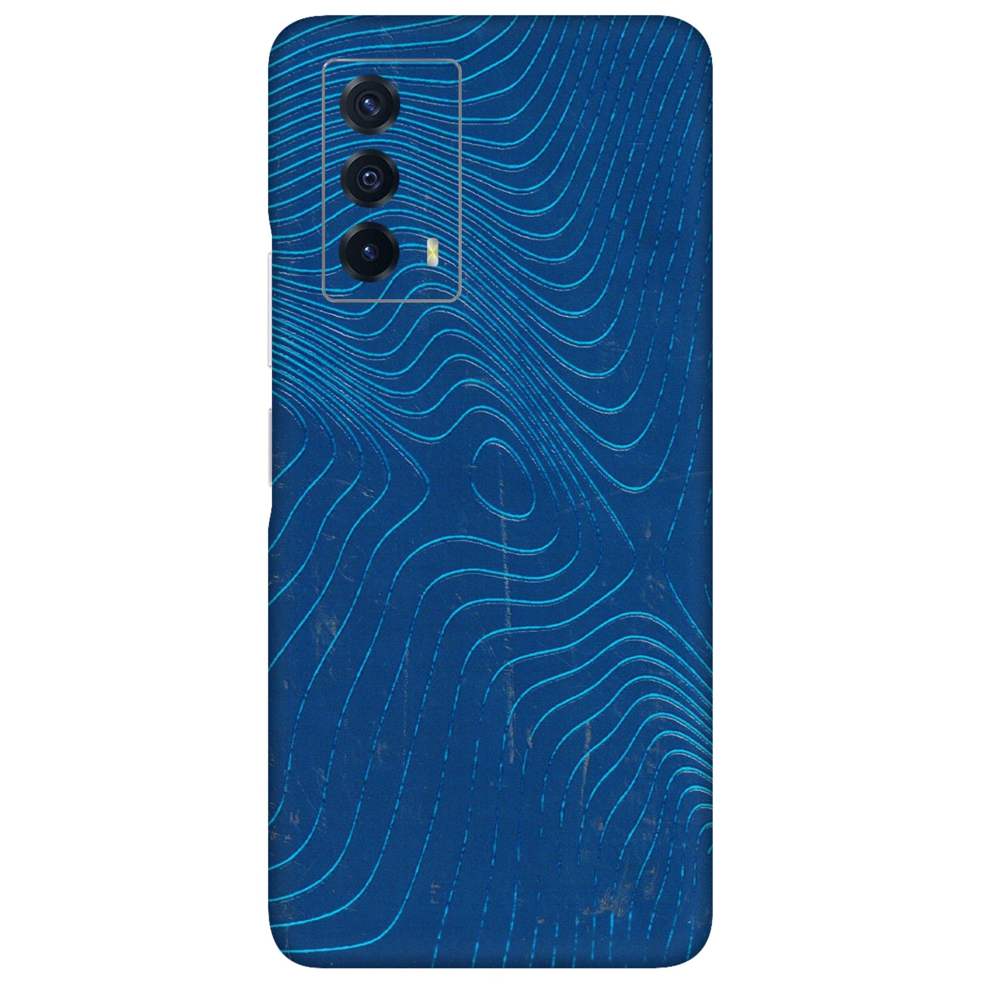 IQOO Phone Skins (All Models) - Abstract Blue Line Map - 3D Embossed Finish (L-272) IQOO Z5
