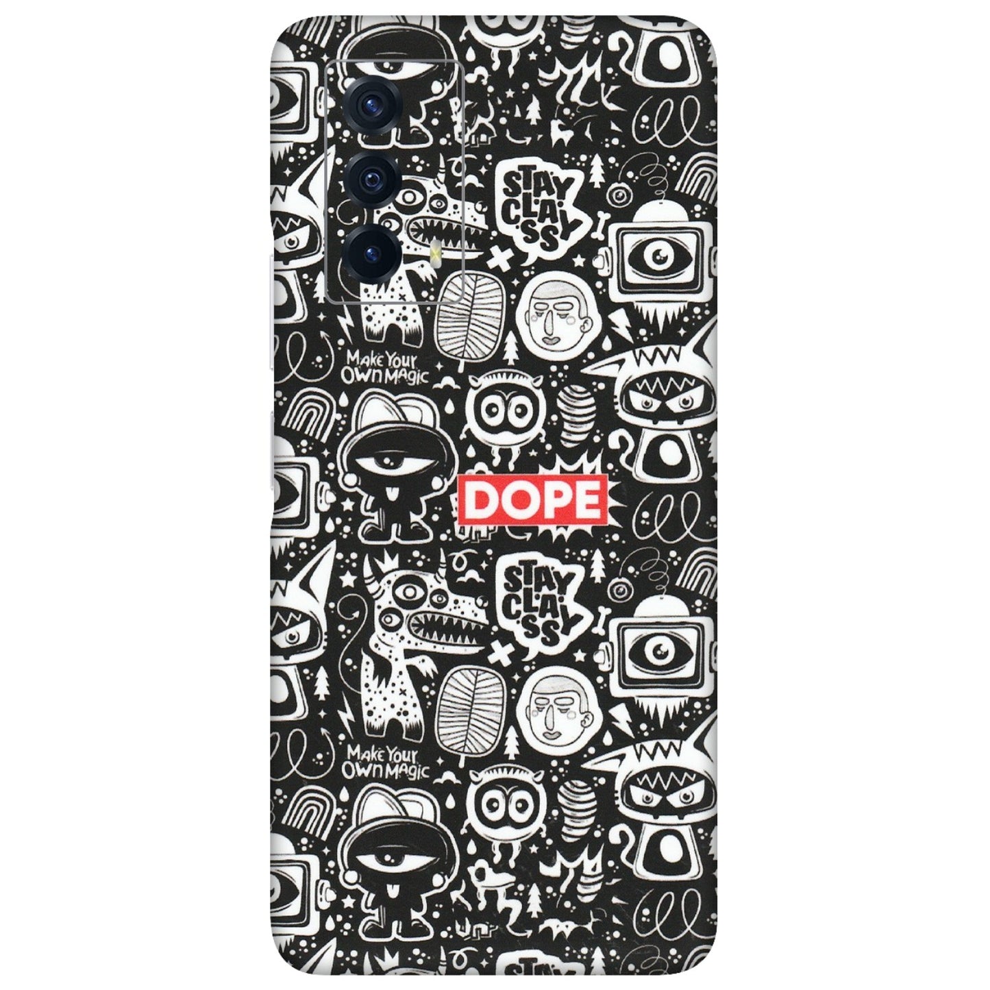 IQOO Phone Skins (All Models) - Dope Stay Classy Black Doodles - Matte Finish (M-126) IQOO Z5