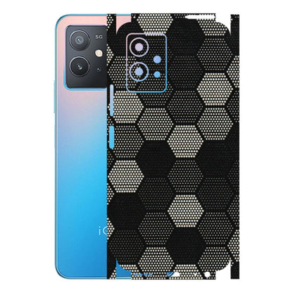 IQOO Phone Skins (All Models) - Black & White Dotted Honeycomb Texture - 3D Embossed Finish (L-202) IQOO Z6 5G