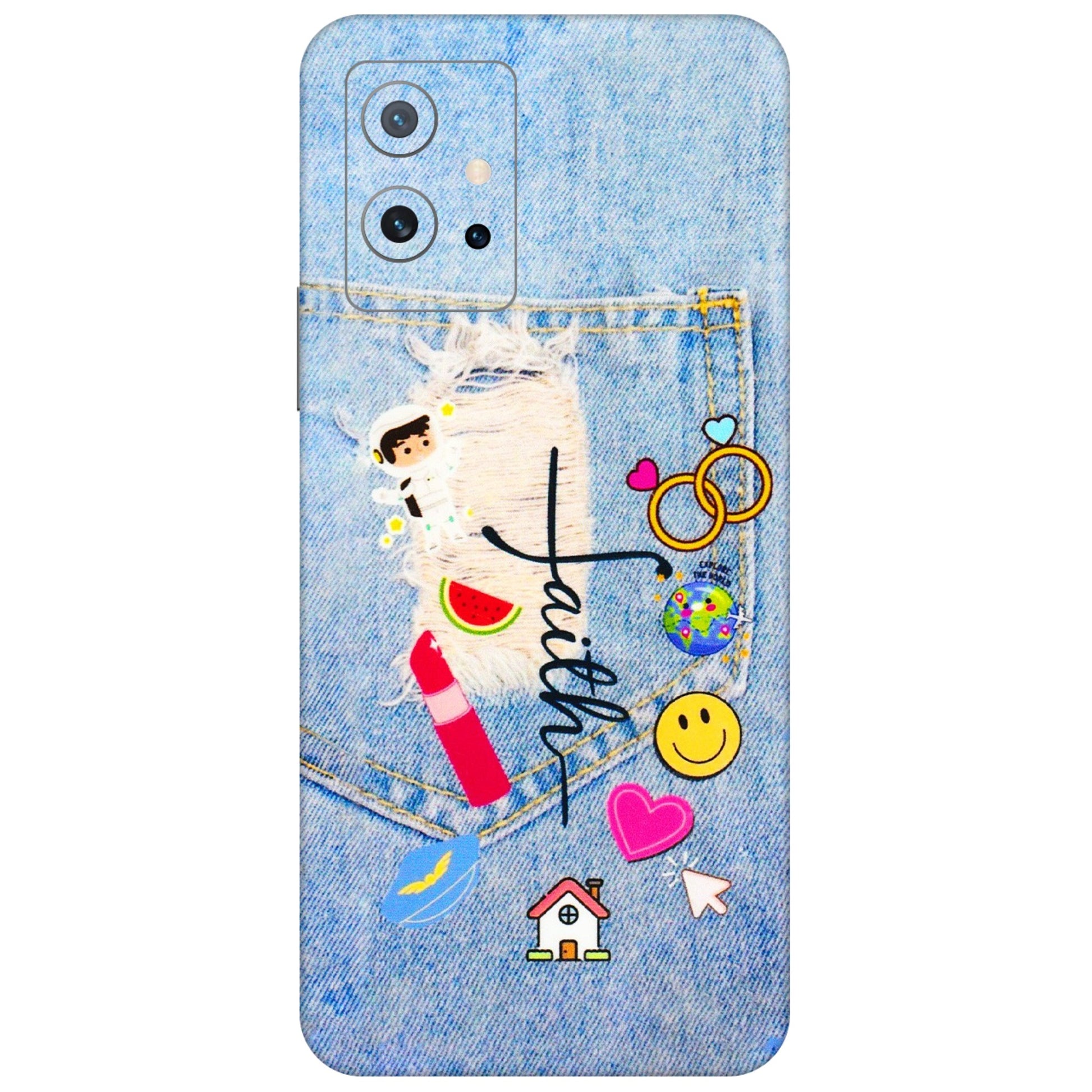 IQOO Phone Skins (All Models) - Denim Jeans Pocket - 3D Embossed Finish (L-134) IQOO Z6 5G
