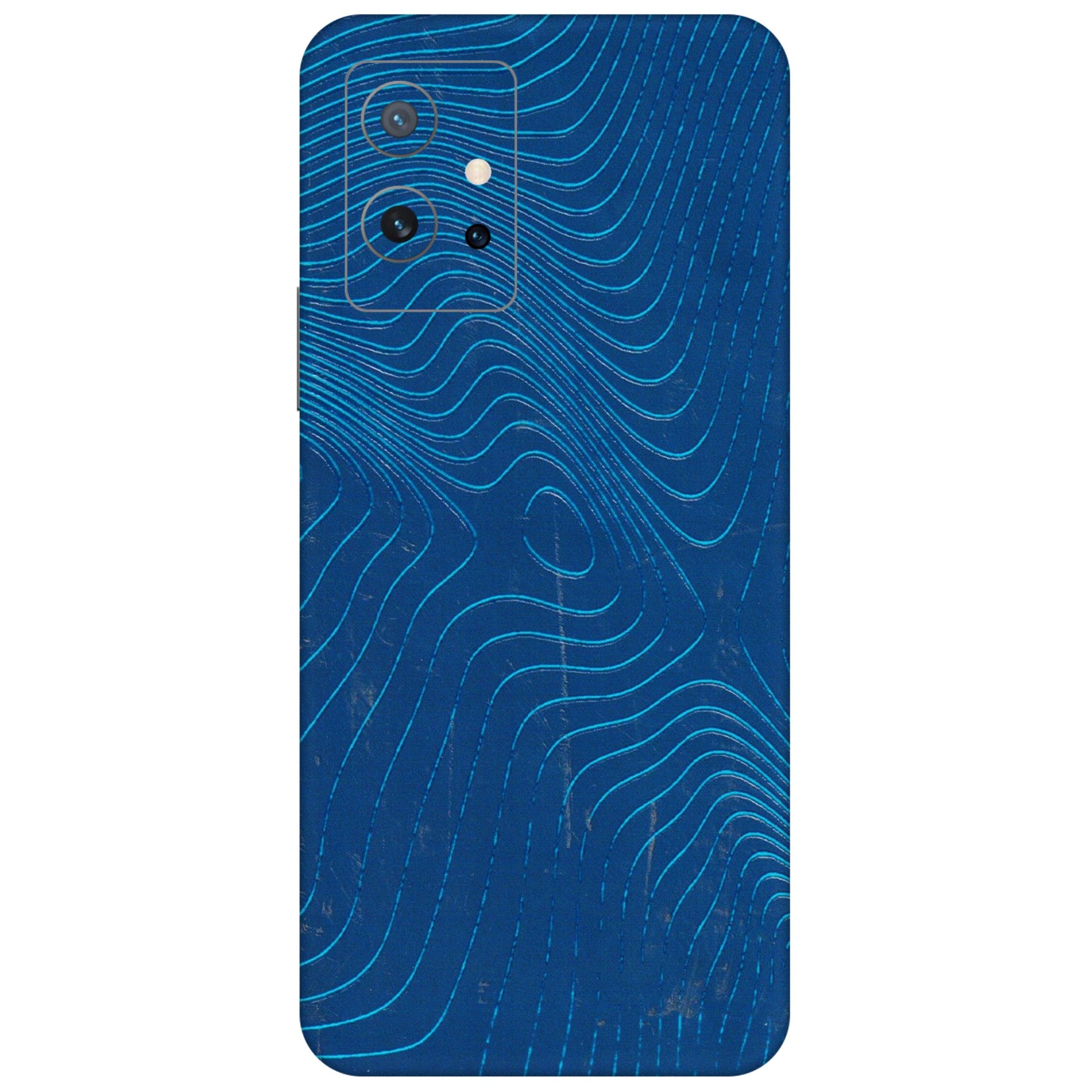 IQOO Phone Skins (All Models) - Abstract Blue Line Map - 3D Embossed Finish (L-272) IQOO Z6 5G