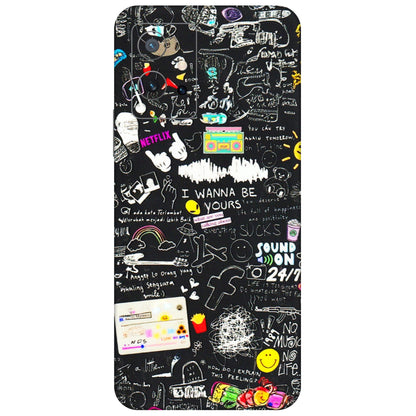 IQOO Phone Skins (All Models) - Black Creatives Doodles - 3D Embossed Finish (L-311) IQOO Z6 5G