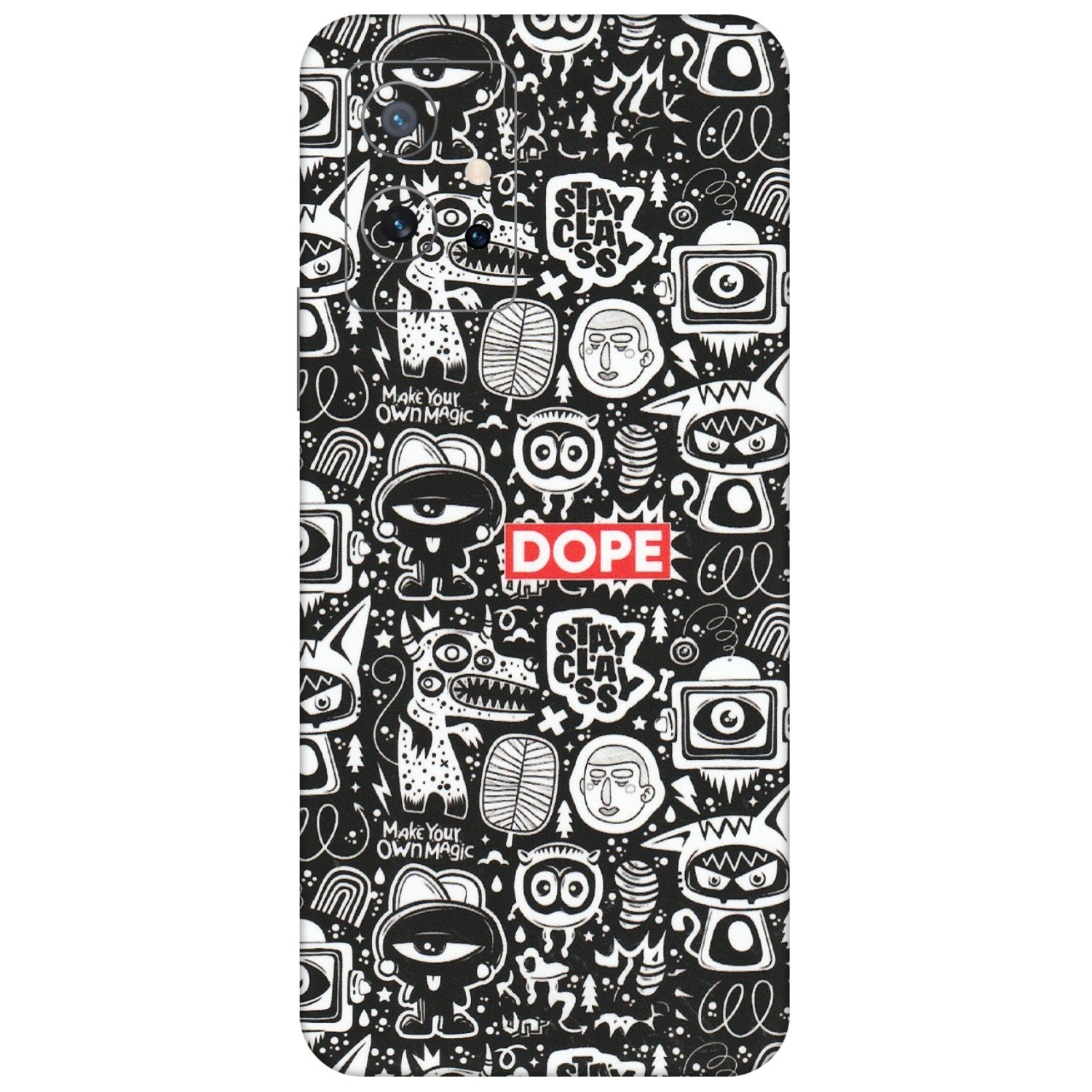 IQOO Phone Skins (All Models) - Dope Stay Classy Black Doodles - Matte Finish (M-126) IQOO Z6 5G