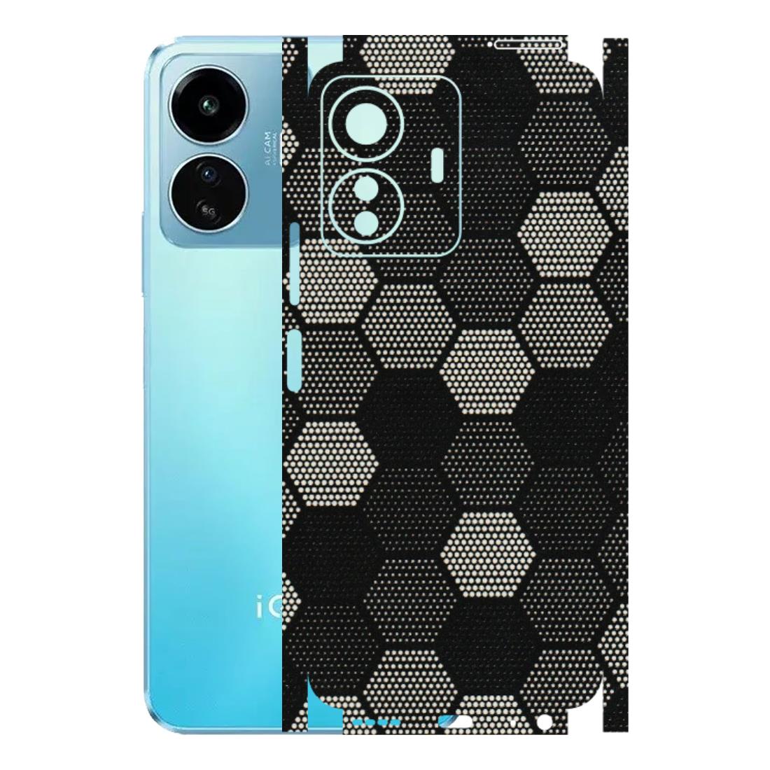 IQOO Phone Skins (All Models) - Black & White Dotted Honeycomb Texture - 3D Embossed Finish (L-202) IQOO Z6 Lite 5G
