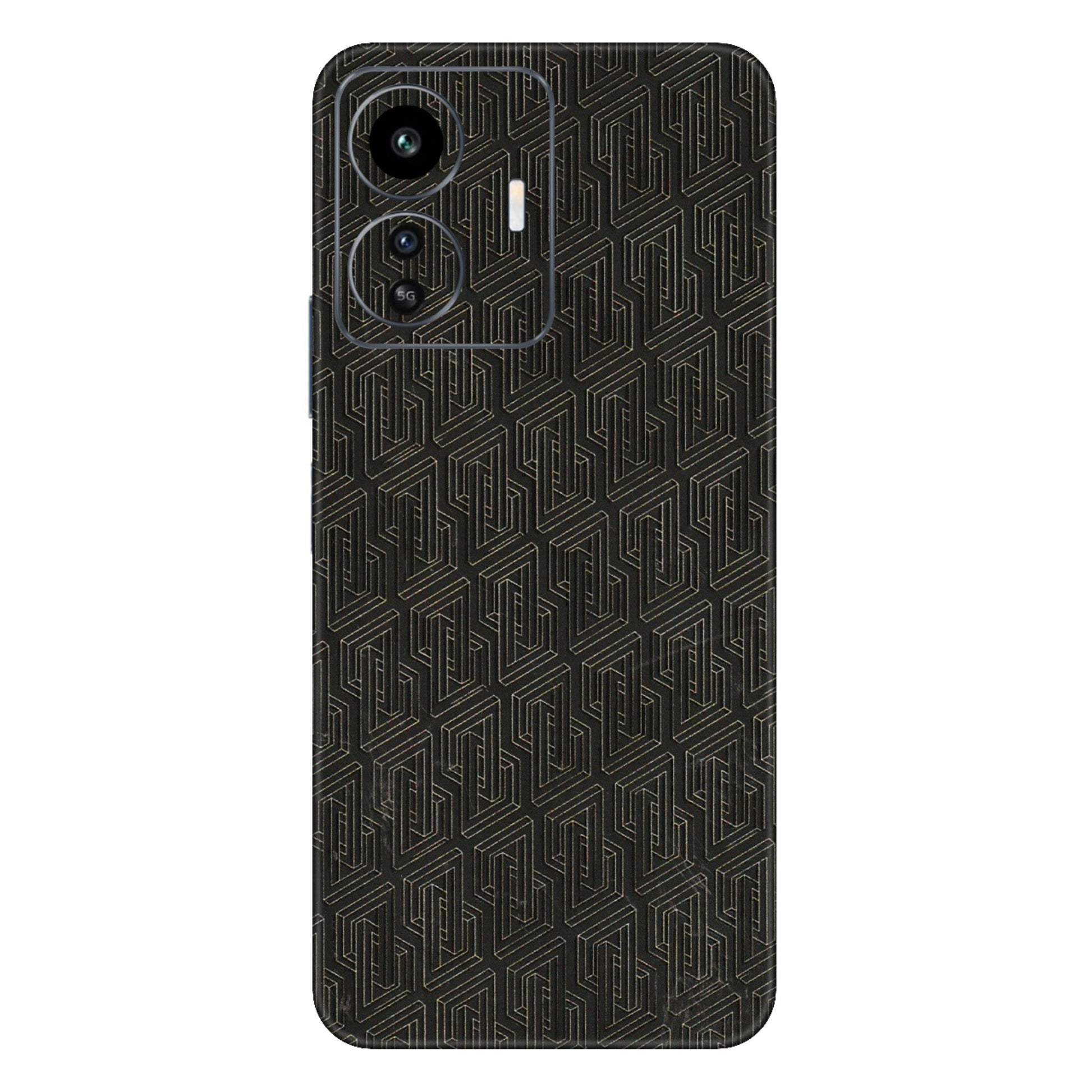 IQOO Phone Skins (All Models) - Black Abstract Pattern - 3D Embossed Finish (L-117) IQOO Z6 Lite 5G
