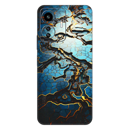 IQOO Phone Skins (All Models) - Blue Gold Abstract - 3D Embossed Finish (L-11) IQOO Z6 Lite 5G