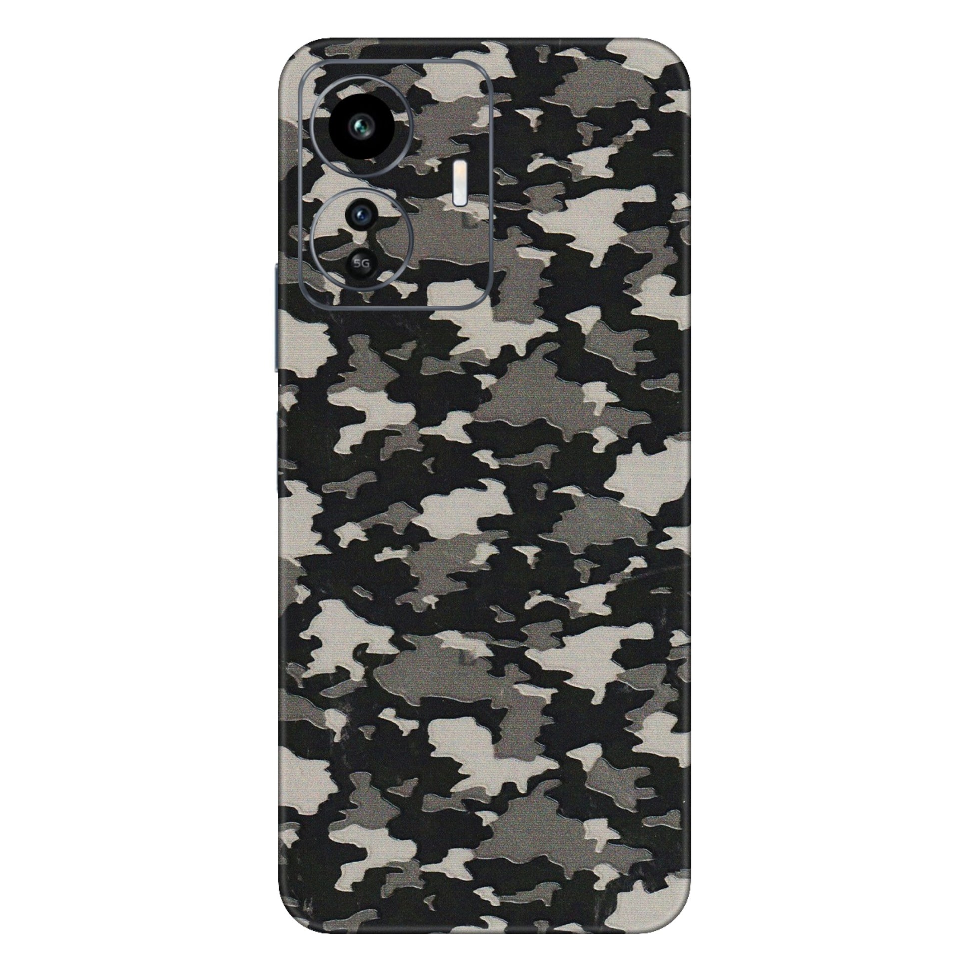 IQOO Phone Skins (All Models) - Black/Grey Camoflaunge - 3D Embossed Finish (L-142) IQOO Z6 Lite 5G