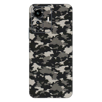 IQOO Phone Skins (All Models) - Black/Grey Camoflaunge - 3D Embossed Finish (L-142) IQOO Z6 Lite 5G