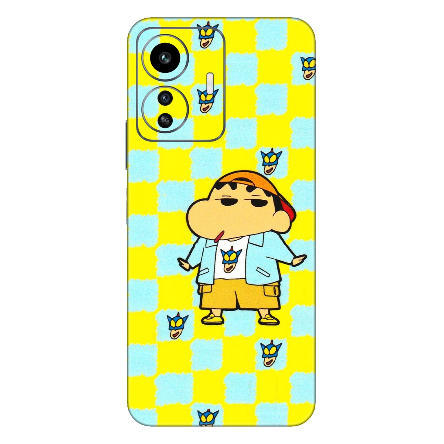 IQOO Phone Skins (All Models) - Yellow Blue Shinchan Cute - 3D Embossed Finish (L-221) IQOO Z6 Lite 5G