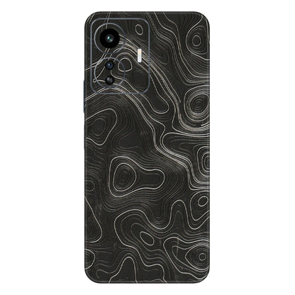 IQOO Phone Skins (All Models) - Abstract White Line Map - 3D Embossed Finish (L-269) IQOO Z6 Lite 5G