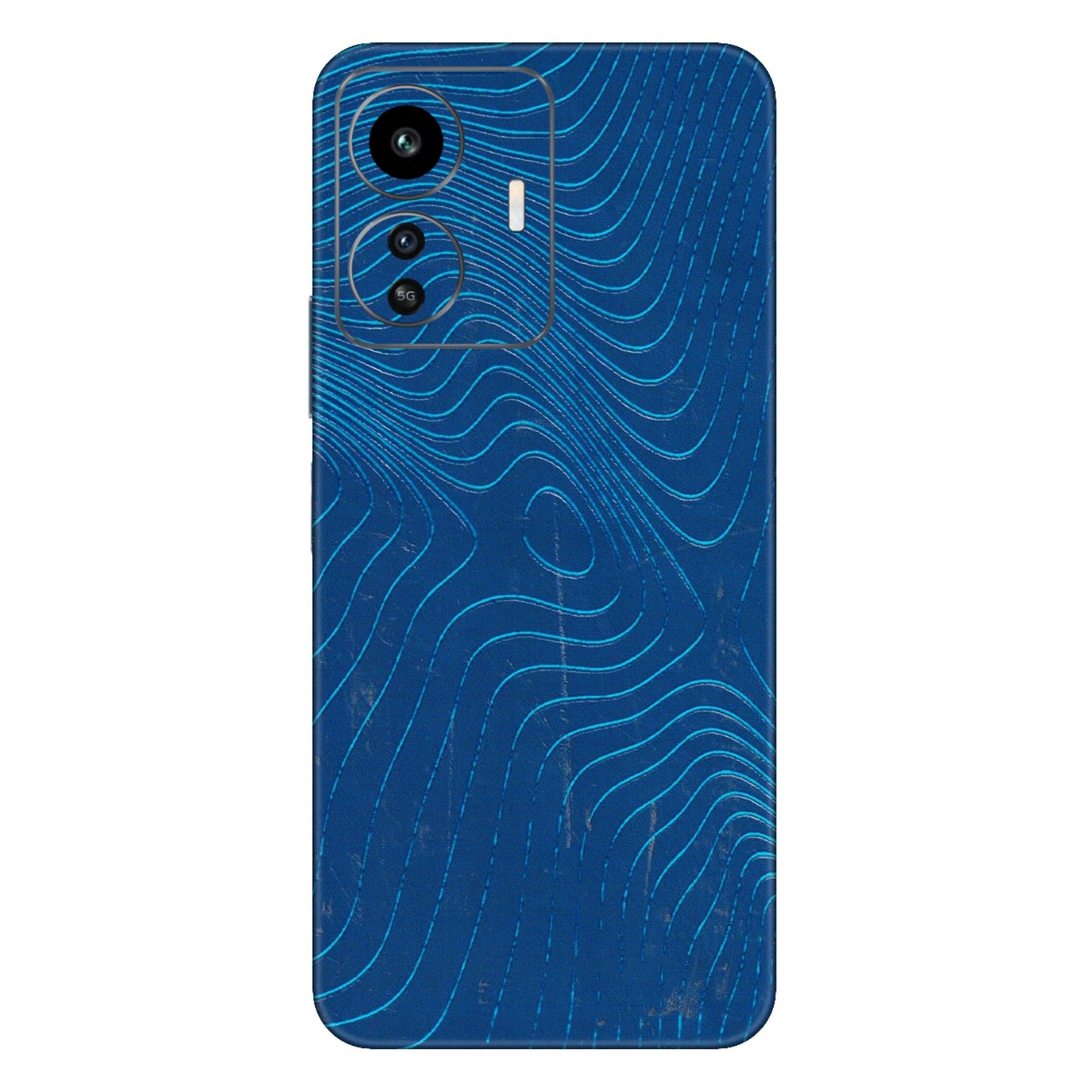 IQOO Phone Skins (All Models) - Abstract Blue Line Map - 3D Embossed Finish (L-272) IQOO Z6 Lite 5G
