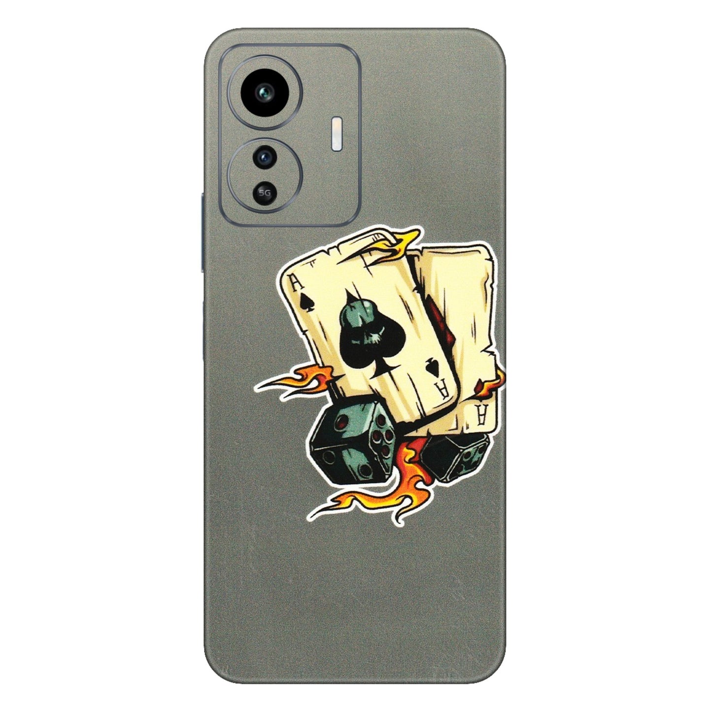 IQOO Phone Skins (All Models) - Grey Cards Of Ace - 3D Embossed Finish (L-77) IQOO Z6 Lite 5G