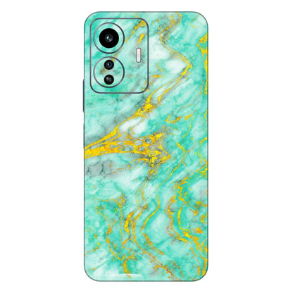 IQOO Phone Skins (All Models) - Green And Gold Marble Feel - Matte Finish (M-16) IQOO Z6 Lite 5G