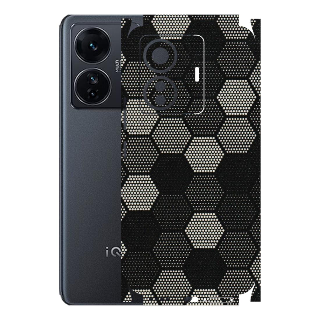 IQOO Phone Skins (All Models) - Black & White Dotted Honeycomb Texture - 3D Embossed Finish (L-202) IQOO Z6 PRO 5G