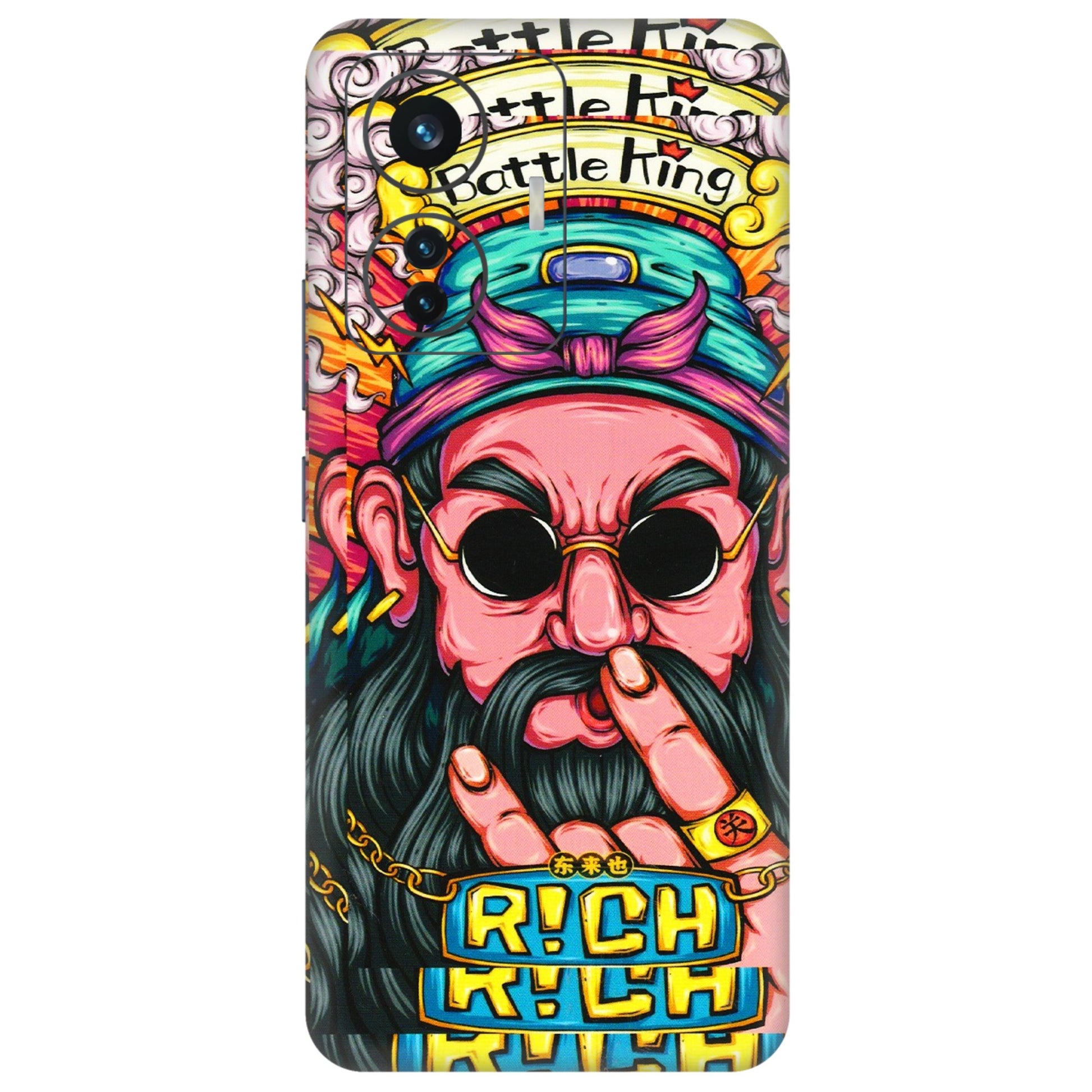 IQOO Phone Skins (All Models) - Battle King Dude Face - 3D Embossed Finish (L-178) IQOO Z6 PRO 5G