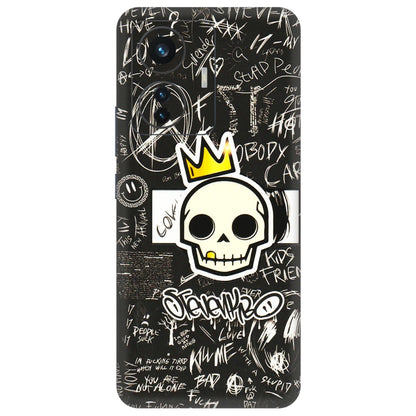 IQOO Phone Skins (All Models) - Funny Skull Black Chalk Grafitti - 3D Embossed Finish (L-22) IQOO Z6 PRO 5G