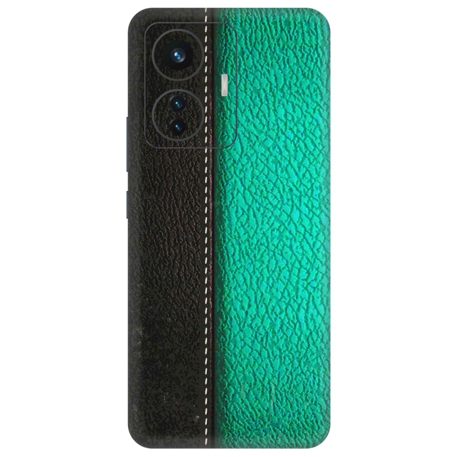 IQOO Phone Skins (All Models) - Black Green Dual Leather Stich - 3D Embossed Finish (L-233) IQOO Z6 PRO 5G