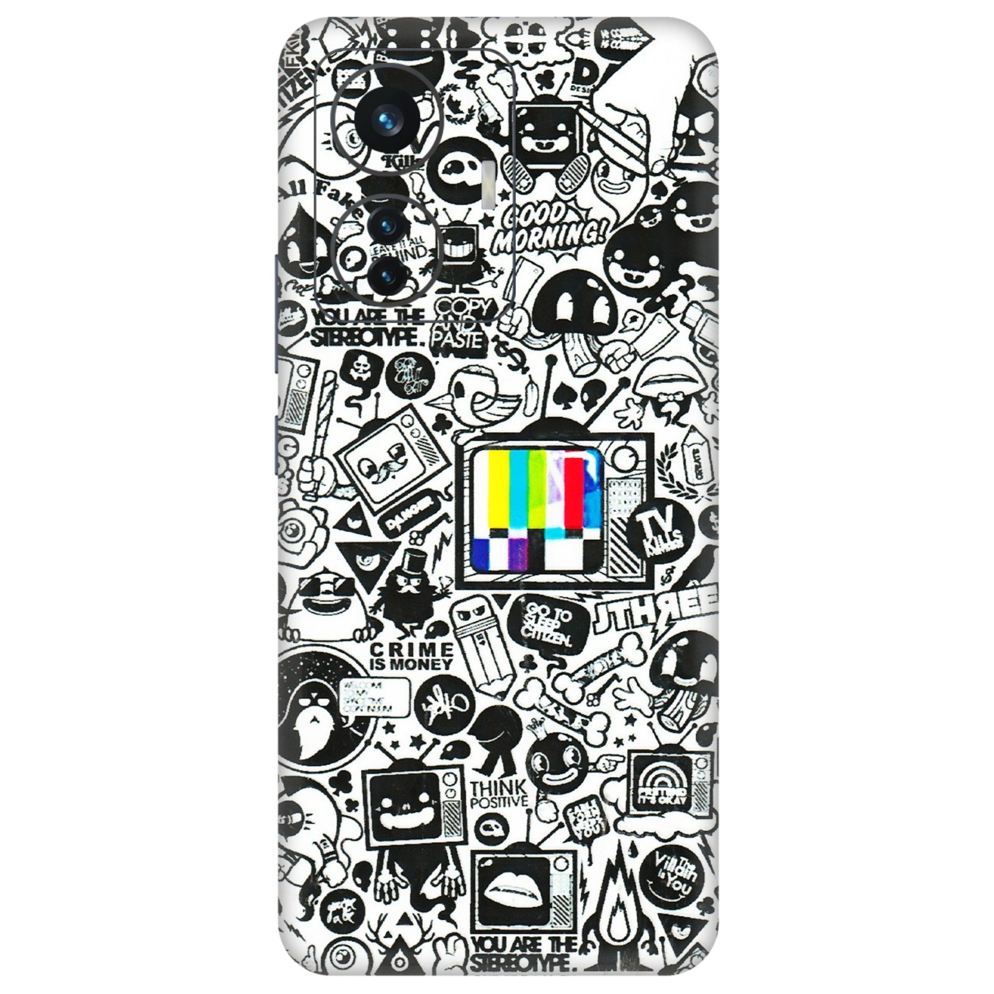 IQOO Phone Skins (All Models) - Doodles Positive Art - 3D Embossed Finish (L-263) IQOO Z6 PRO 5G
