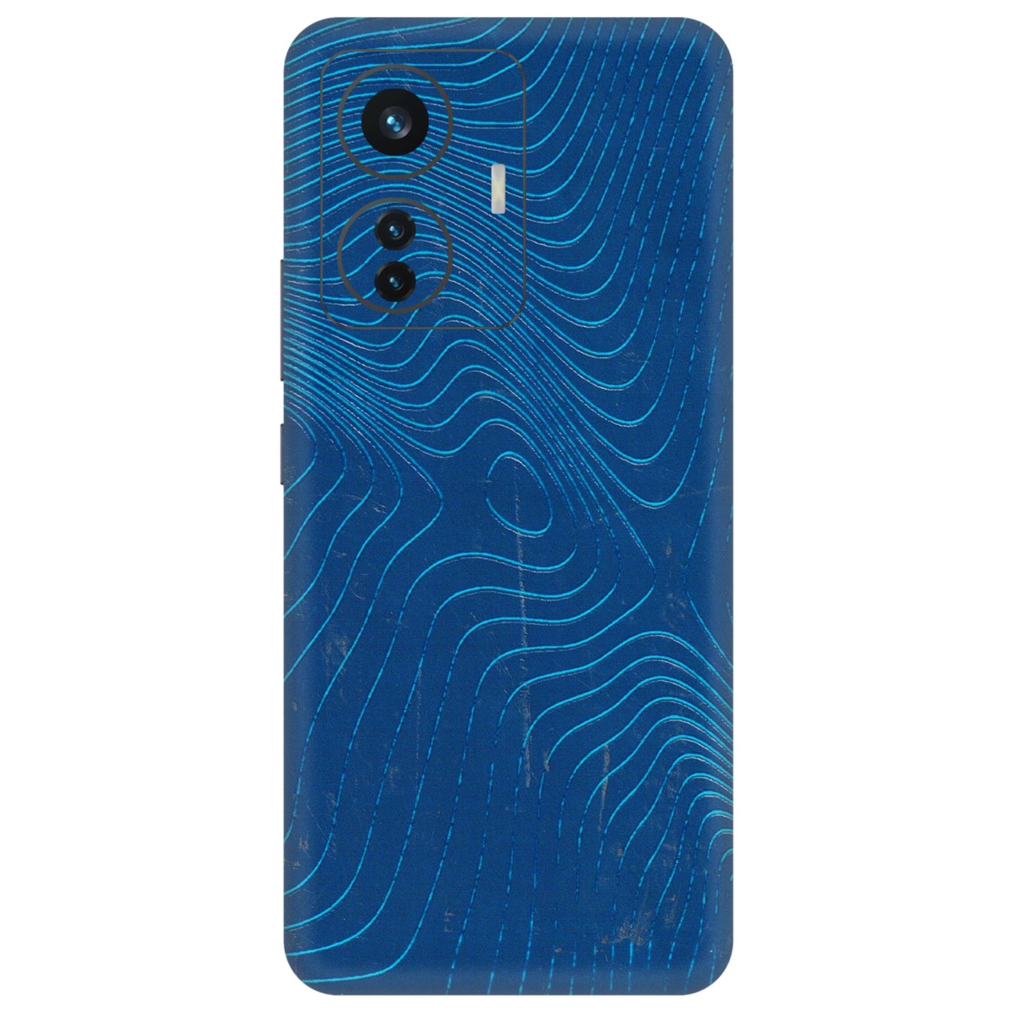 IQOO Phone Skins (All Models) - Abstract Blue Line Map - 3D Embossed Finish (L-272) IQOO Z6 PRO 5G