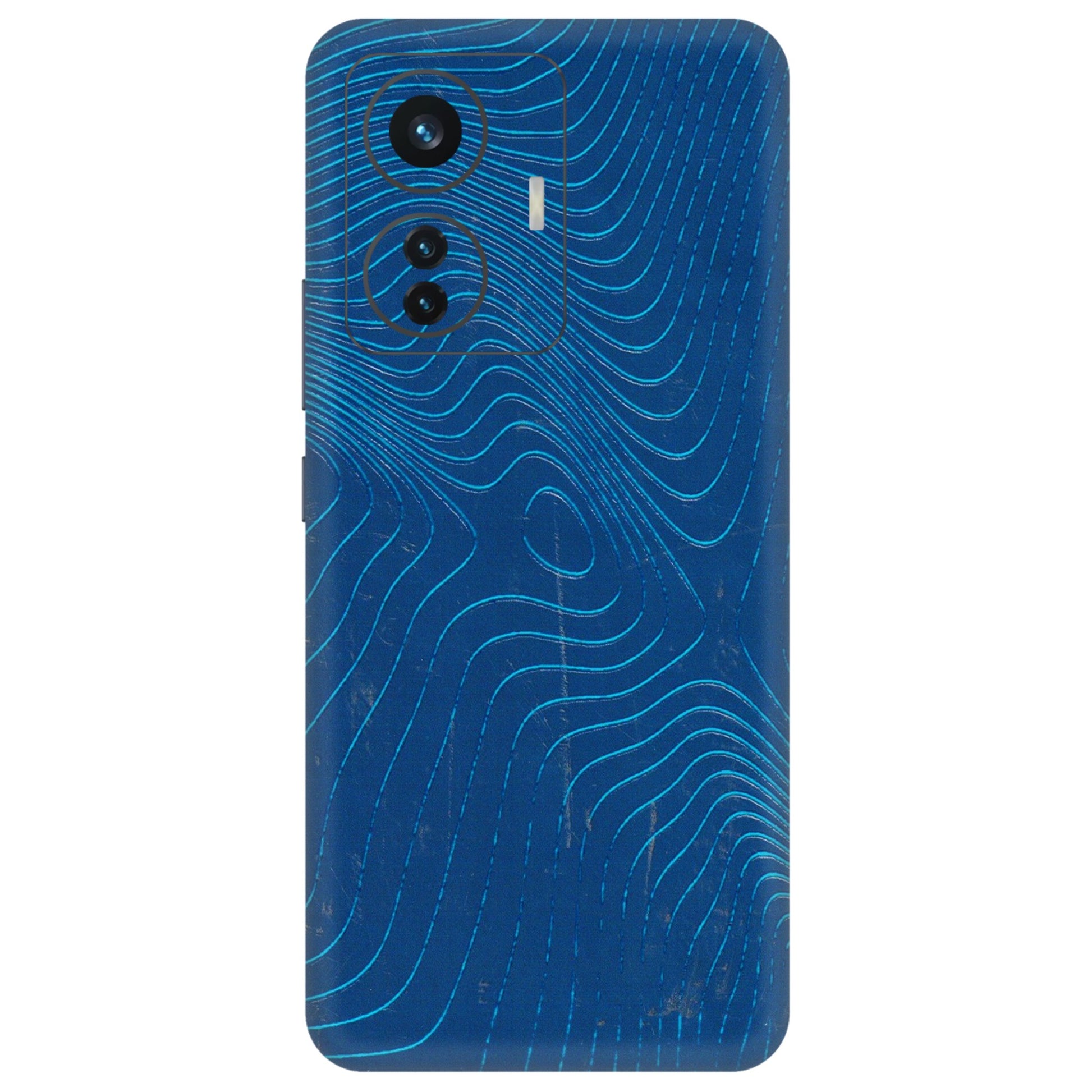 IQOO Phone Skins (All Models) - Abstract Blue Line Map - 3D Embossed Finish (L-272) IQOO Z6 PRO 5G