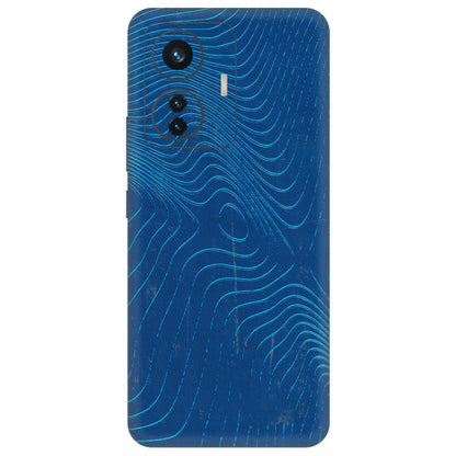IQOO Phone Skins (All Models) - Abstract Blue Line Map - 3D Embossed Finish (L-272) IQOO Z6 PRO 5G