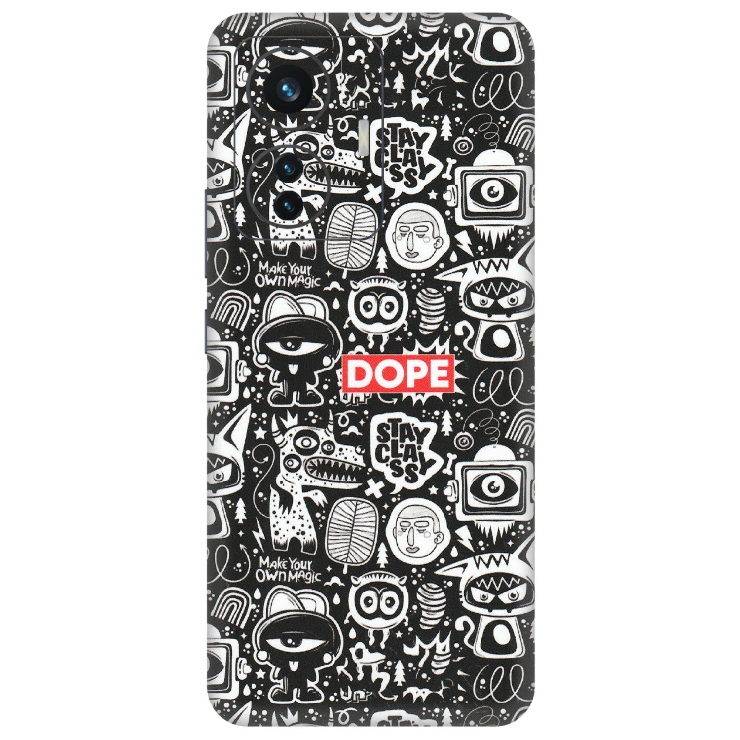 IQOO Phone Skins (All Models) - Dope Stay Classy Black Doodles - Matte Finish (M-126) IQOO Z6 PRO 5G