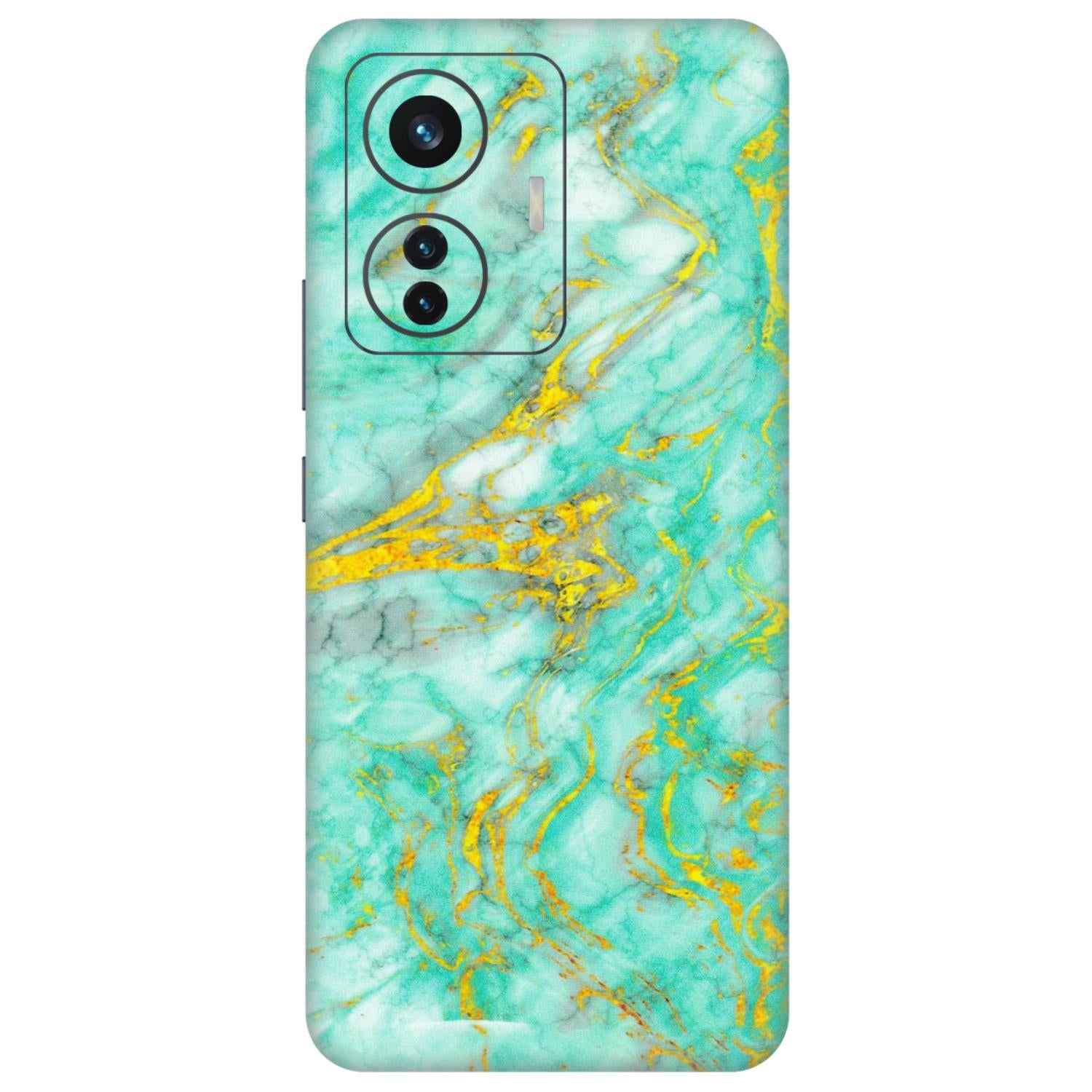 IQOO Phone Skins (All Models) - Green And Gold Marble Feel - Matte Finish (M-16) IQOO Z6 PRO 5G