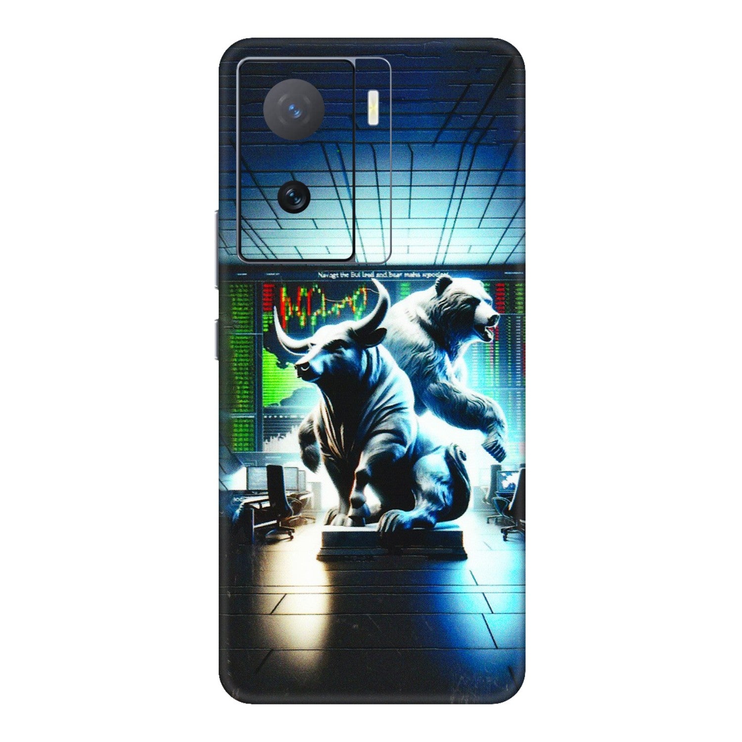 IQOO Phone Skins (All Models) - Stock Market Sensex Bear vs Bulls - 3D Embossed Finish (L-15) IQOO Z7