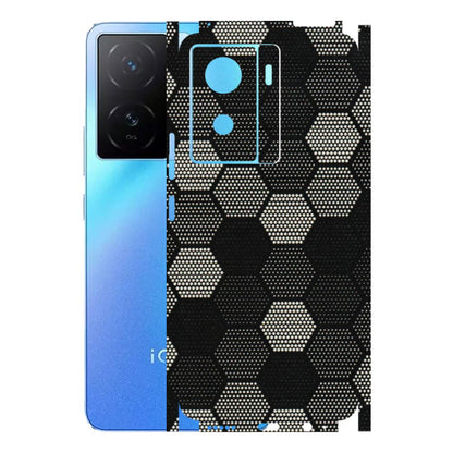 IQOO Phone Skins (All Models) - Black & White Dotted Honeycomb Texture - 3D Embossed Finish (L-202) IQOO Z7
