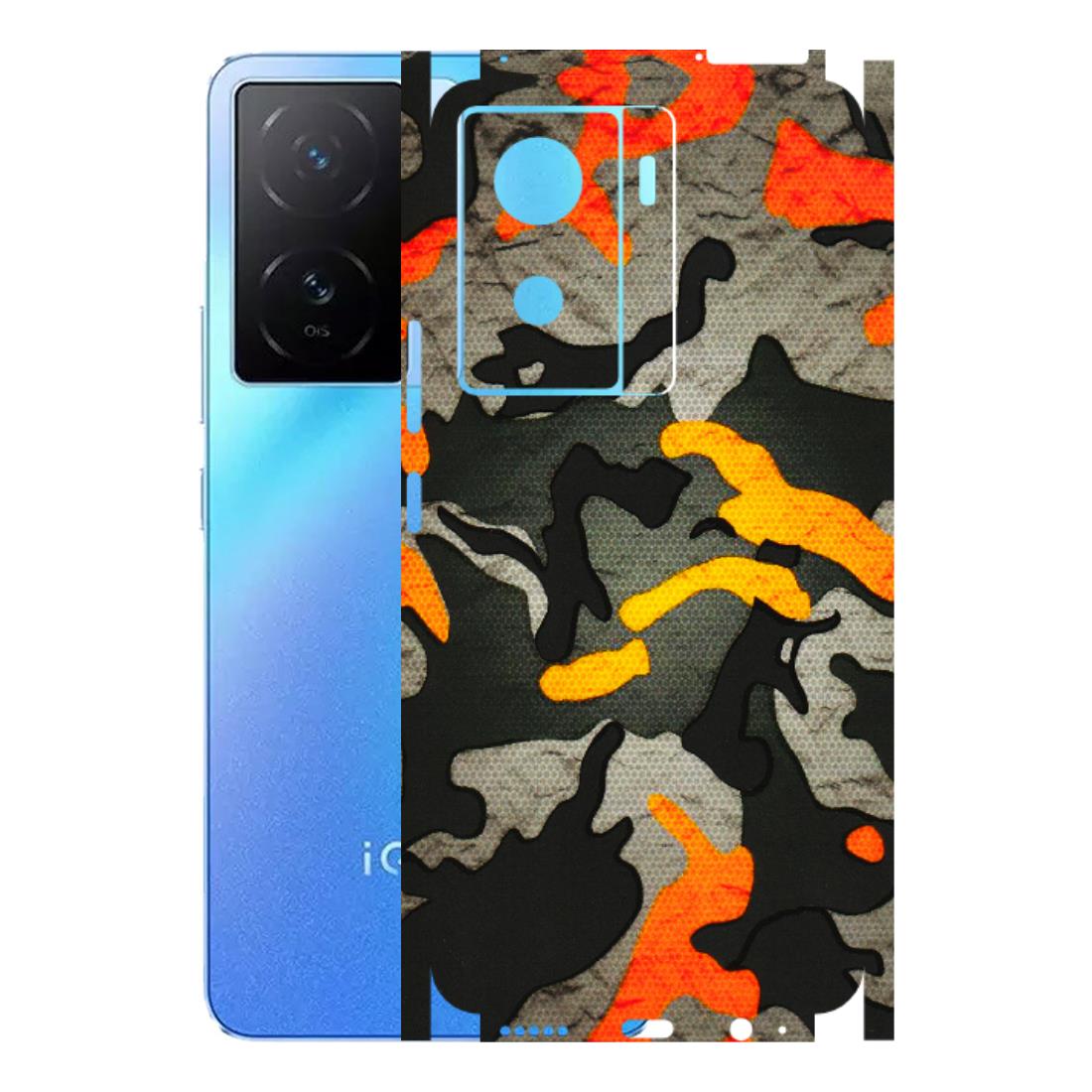 IQOO Phone Skins (All Models) - Orange Camouflage - 3D Embossed Finish (L-204) IQOO Z7