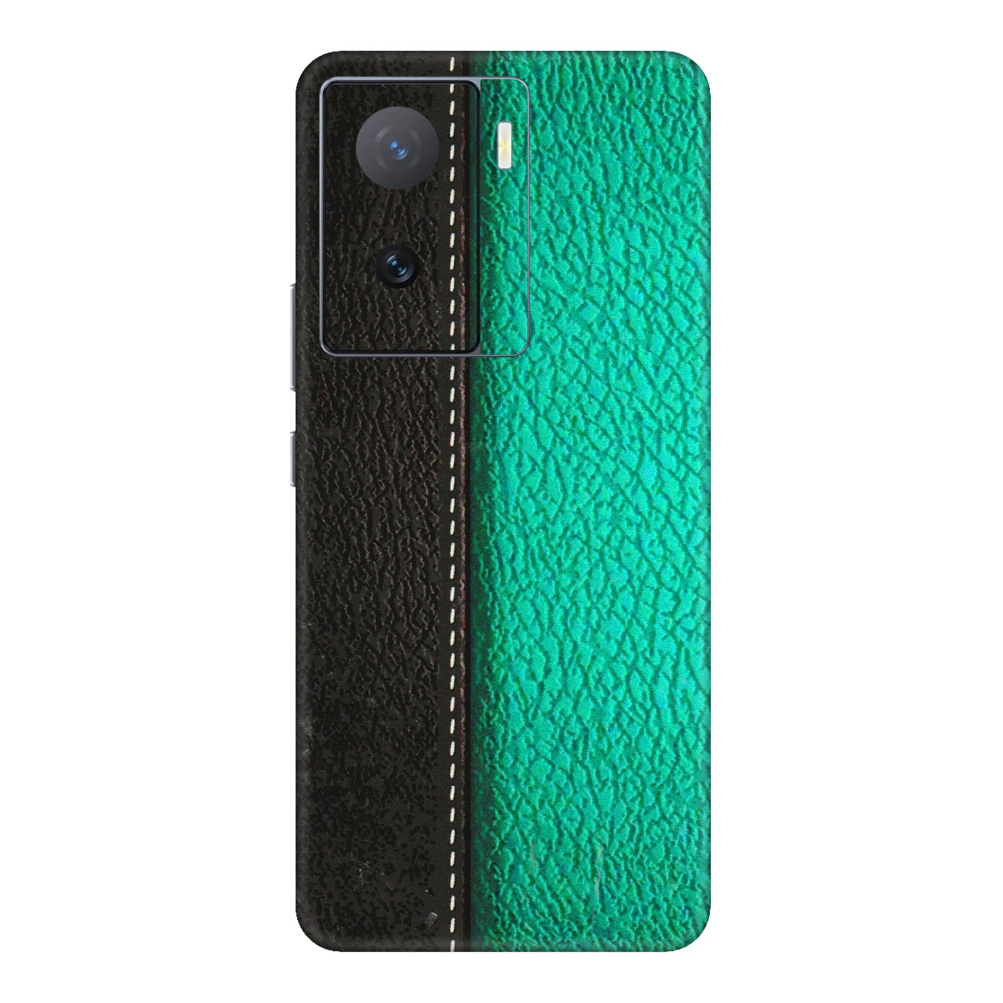 IQOO Phone Skins (All Models) - Black Green Dual Leather Stich - 3D Embossed Finish (L-233) IQOO Z7