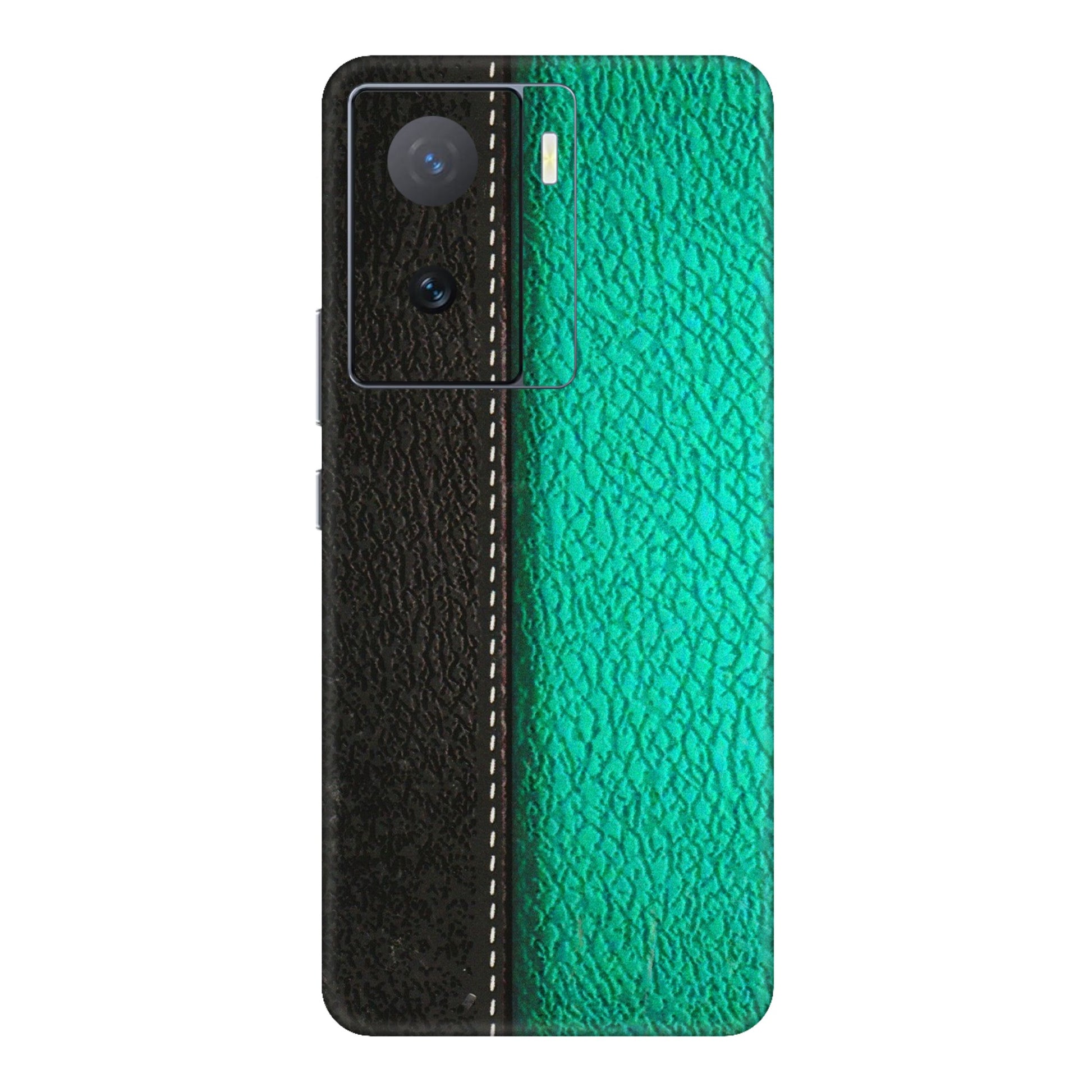 IQOO Phone Skins (All Models) - Black Green Dual Leather Stich - 3D Embossed Finish (L-233) IQOO Z7