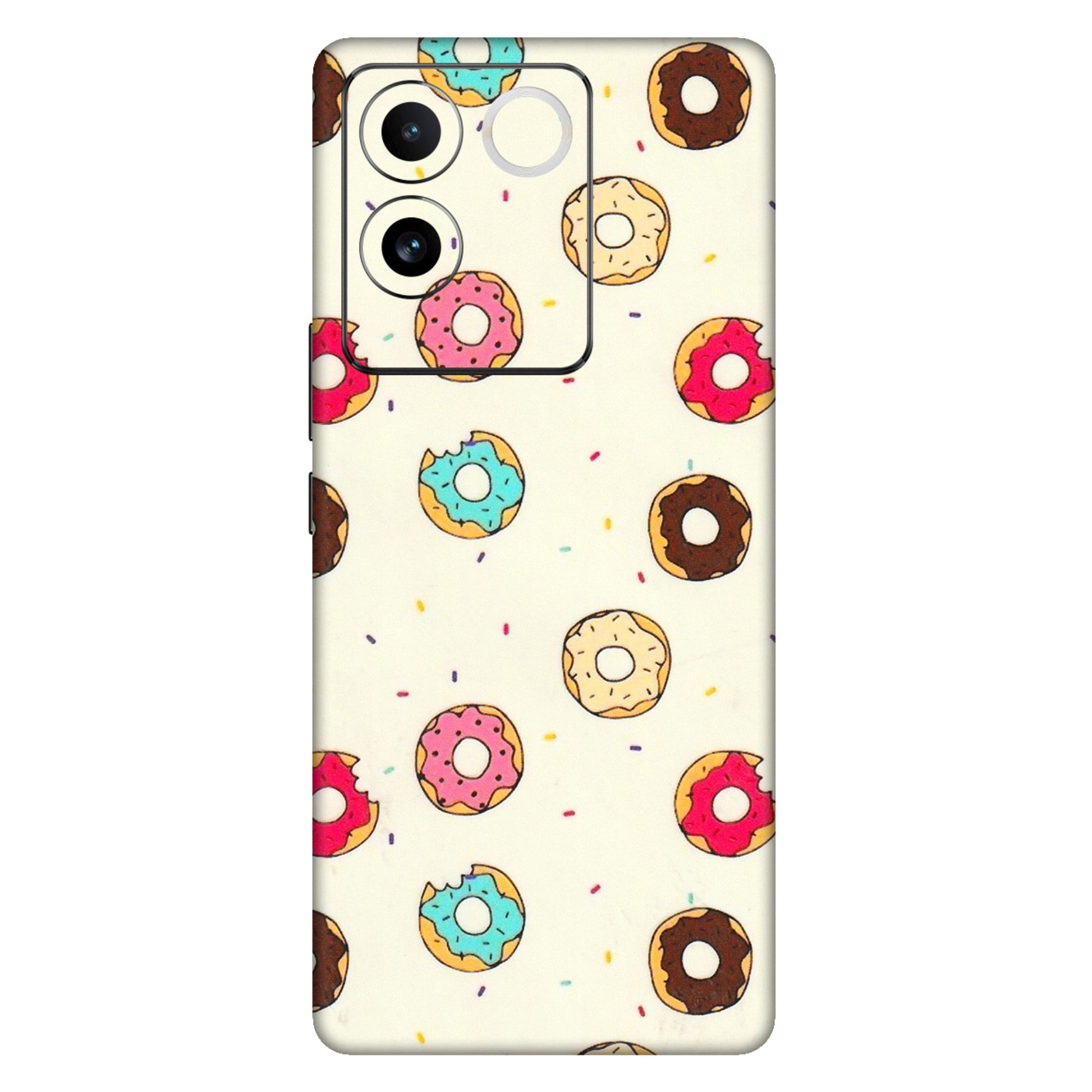 IQOO Phone Skins (All Models) - Mini Donuts Doodle Art - 3D Embossed Finish (L-122) IQOO Z7 Pro