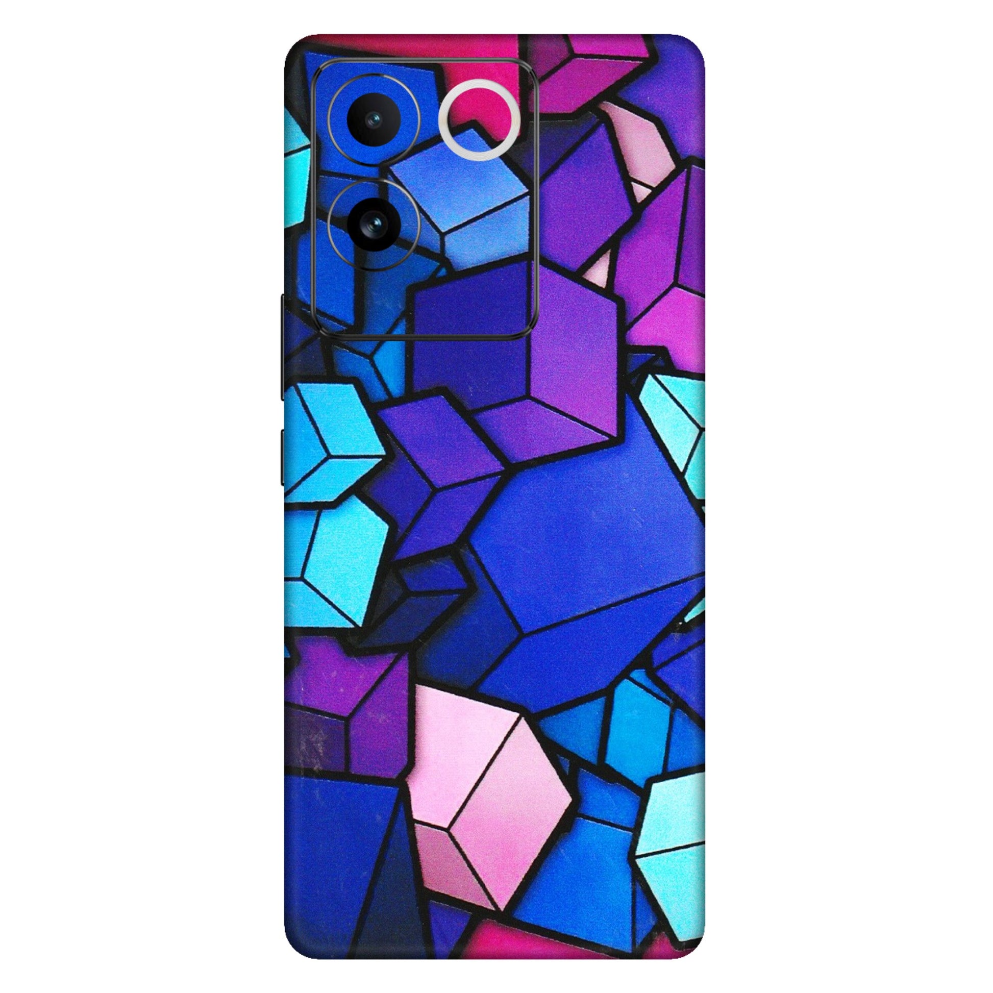 IQOO Phone Skins (All Models) - Cube Doodle - 3D Embossed Finish (L-141) IQOO Z7 Pro