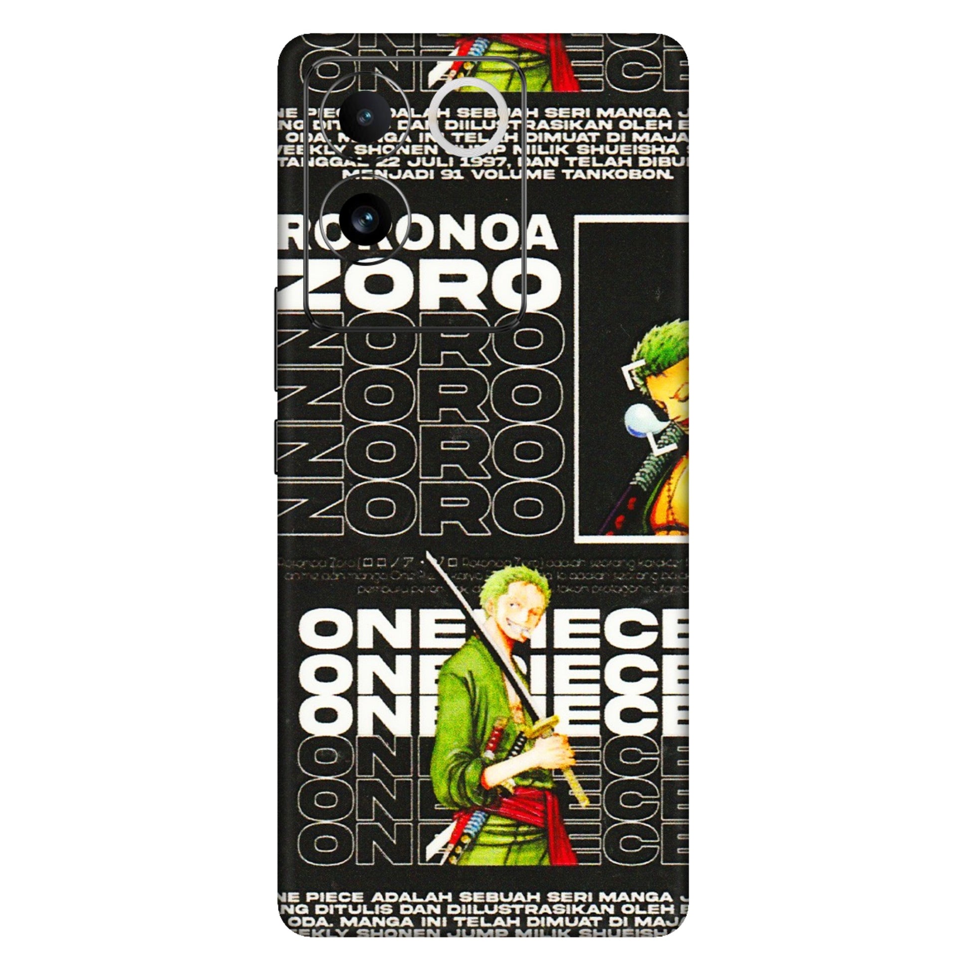 IQOO Phone Skins (All Models) - One Piece Zoro - 3D Embossed Finish (L-250) IQOO Z7 Pro