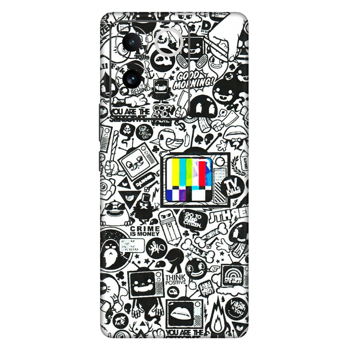 IQOO Phone Skins (All Models) - Doodles Positive Art - 3D Embossed Finish (L-263) IQOO Z7 Pro