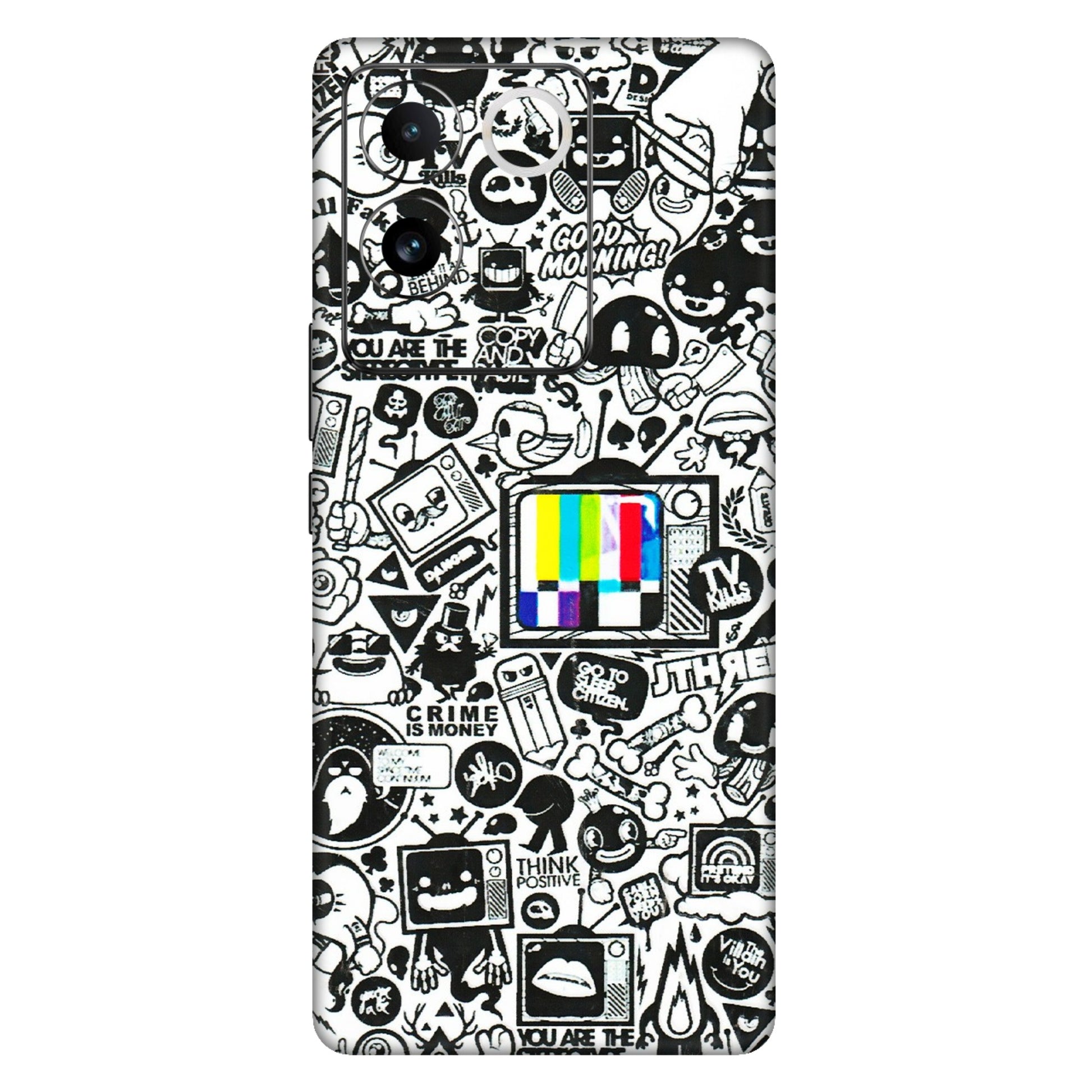 IQOO Phone Skins (All Models) - Doodles Positive Art - 3D Embossed Finish (L-263) IQOO Z7 Pro
