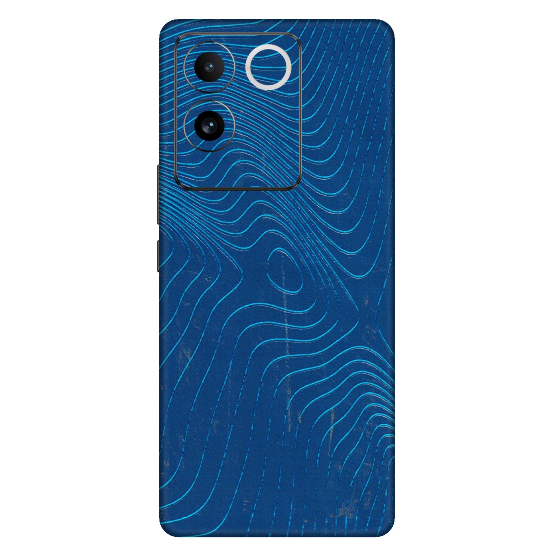 IQOO Phone Skins (All Models) - Abstract Blue Line Map - 3D Embossed Finish (L-272) IQOO Z7 Pro