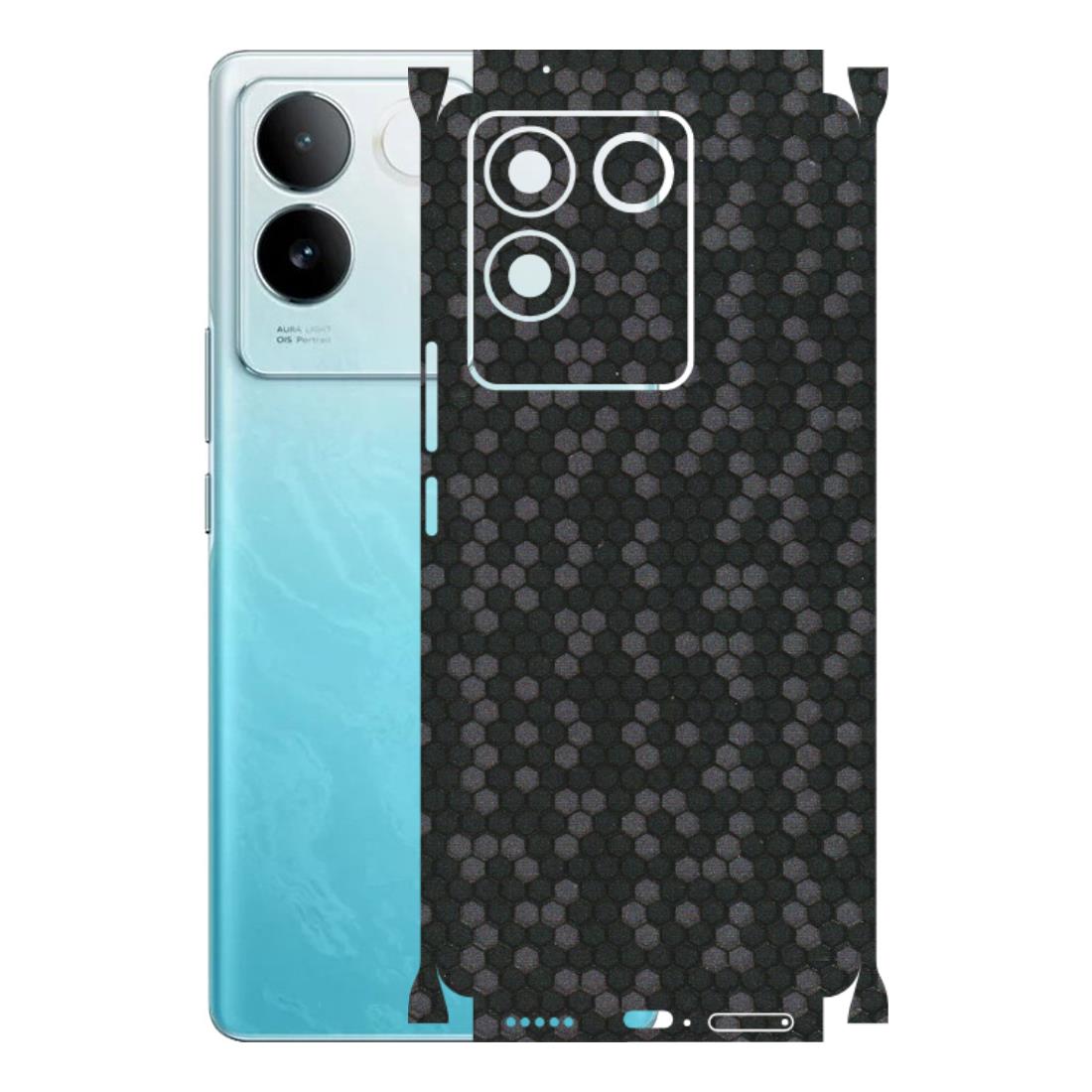 IQOO Phone Skins (All Models) - Black Grey Honeycomb Sober - 3D Embossed Finish (L-85) IQOO Z7 Pro